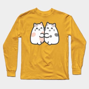 cute cartoon cat couple valentine Long Sleeve T-Shirt